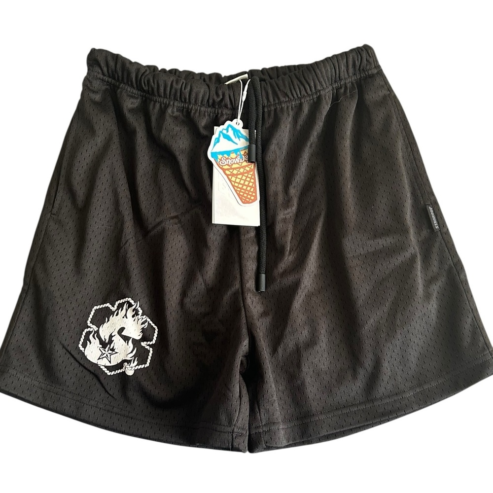 Snowday‎ x STA Black Mesh Shorts Embroidered Graphic Collab Size S NWT